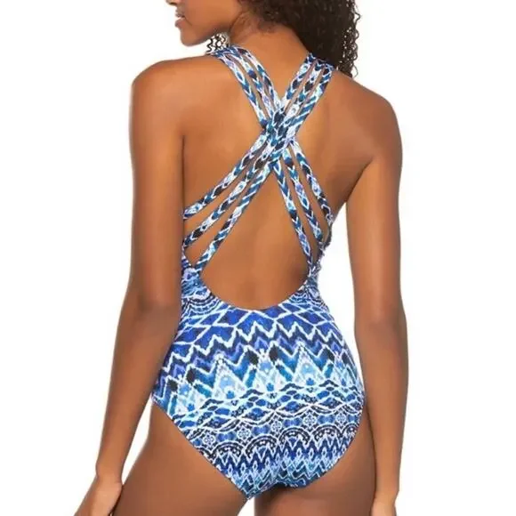 NWT La Blanca Swimsuit Size 6 One Piece Blue Oasis Tummy Control New with Tags - Picture 2 of 8